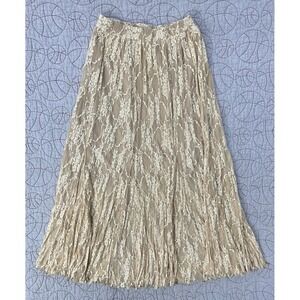 VTG Patricia Wolf Lace Overlay Western Floral Maxi Skirt Medium / Made In Texas